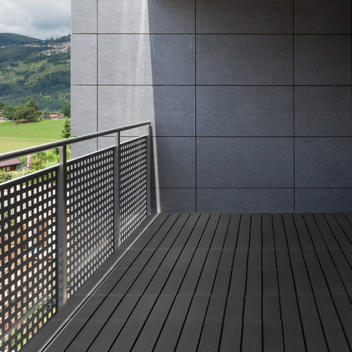 CR Home 10Pc Interlocking Wood Plastic Compsoite Patio Deck Tiles